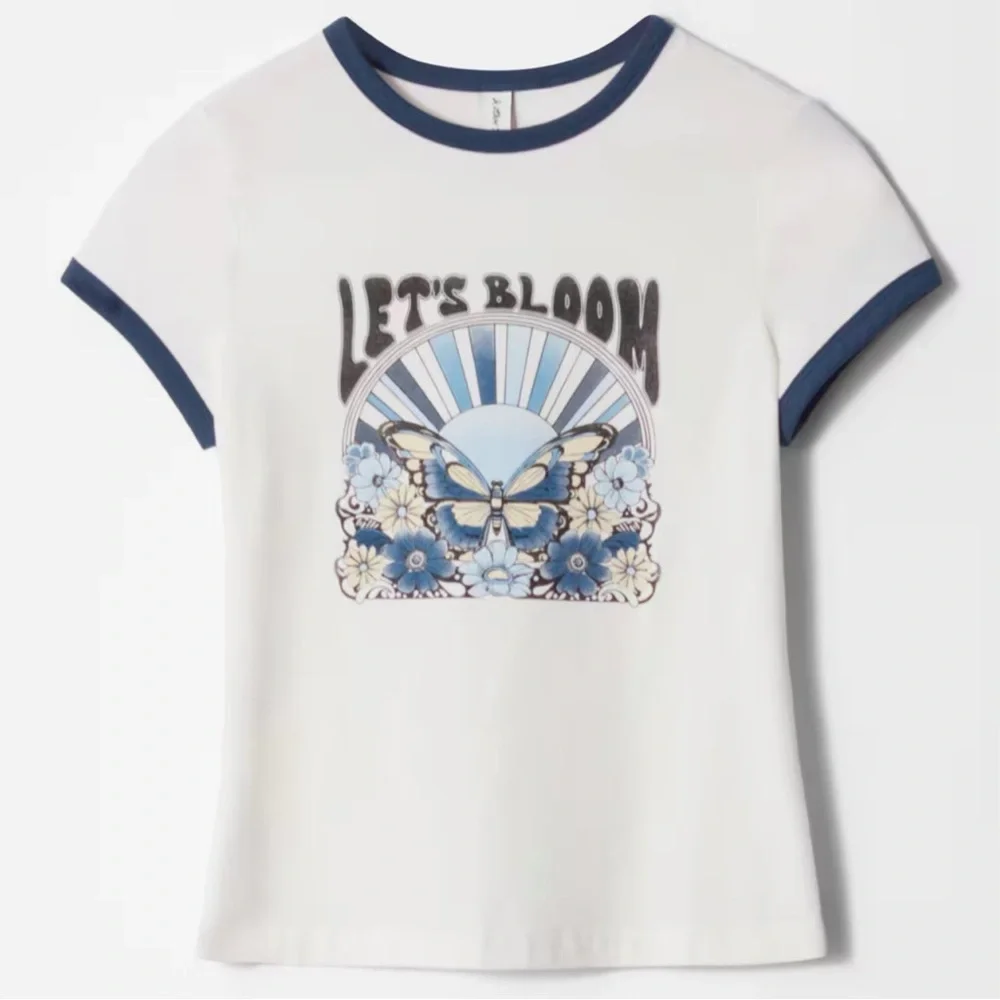 New & Other Stories Cap-Sleeve T-Shirt White Print Small - Picture 3 of 9